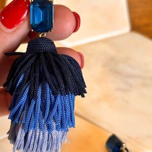 Blue fringe earring jcrew